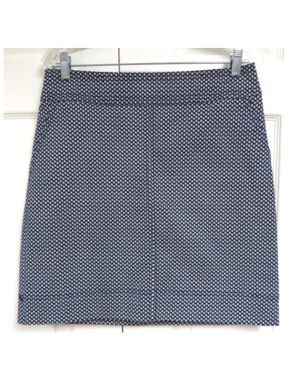 Talbots Cotton Skirt Navy Blue Geometric Print Size 8